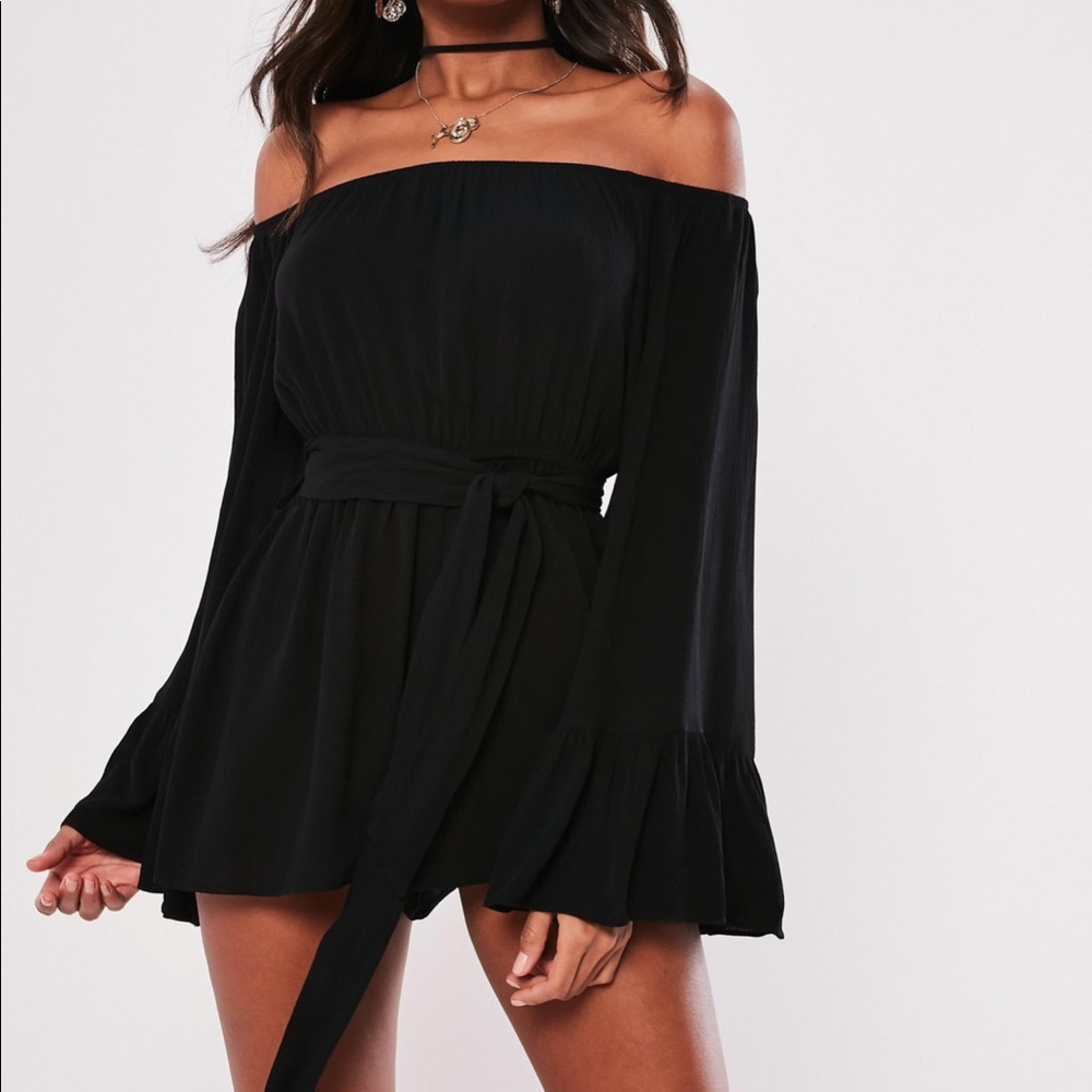 Tall Black Flare Sleeve Romper